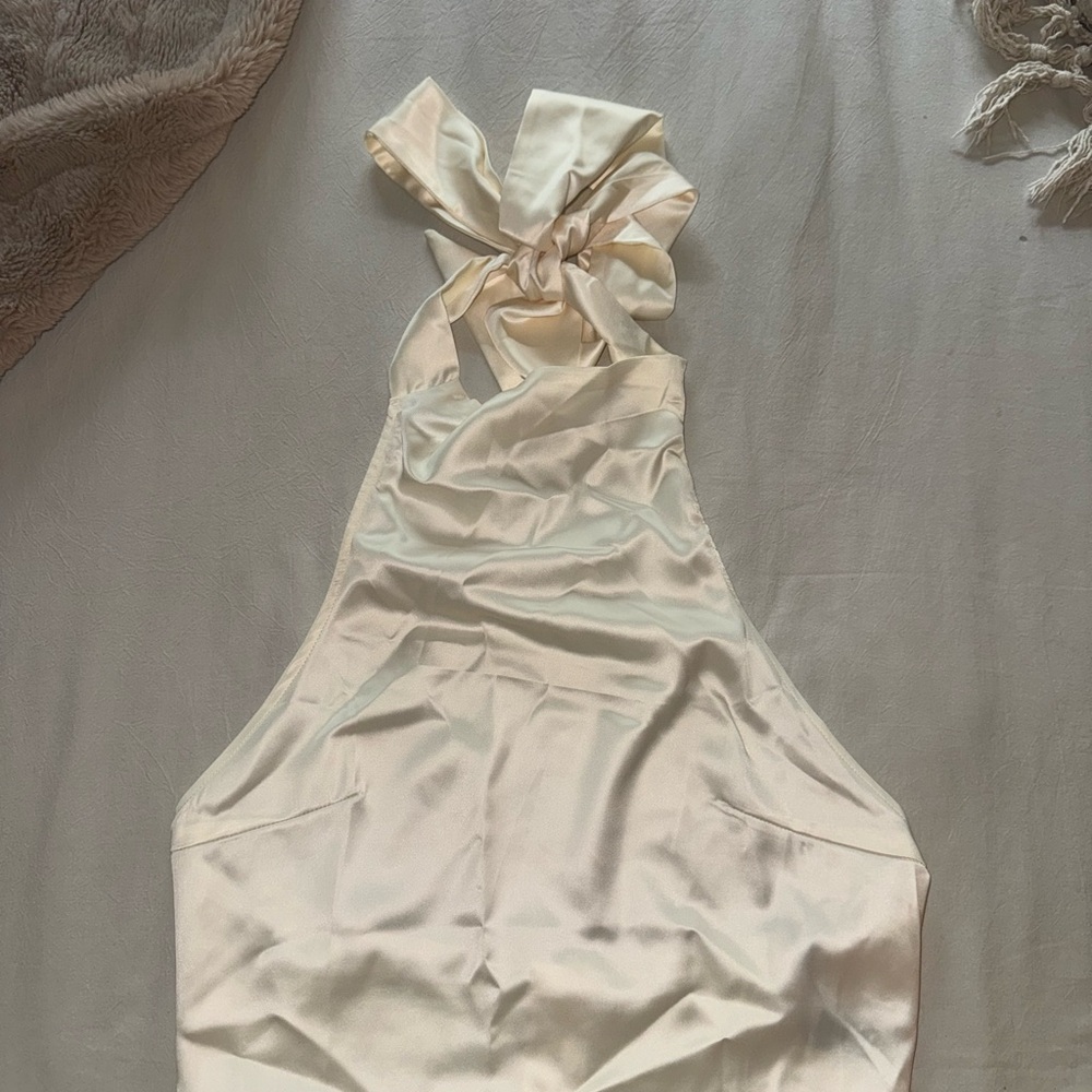 Cider Cream Satin Halter Blouse